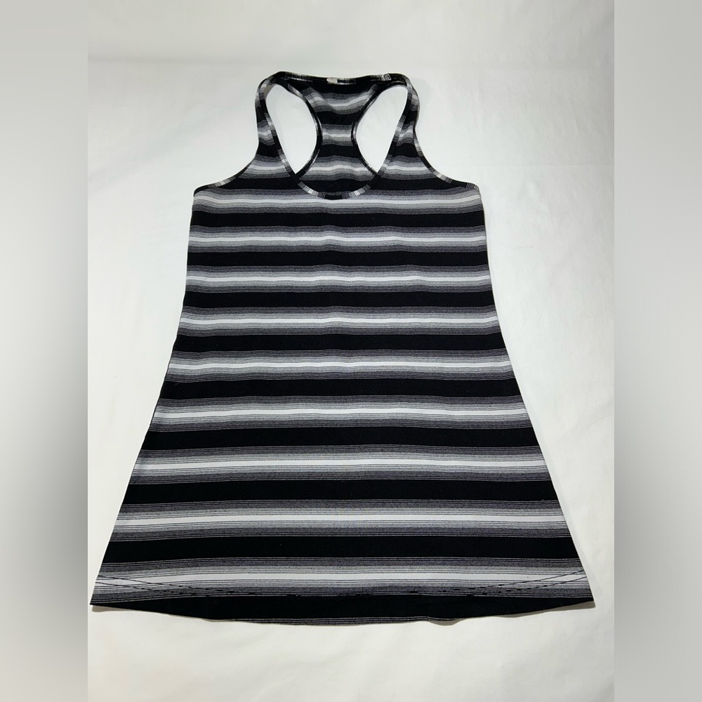 Lululemon Black And White Striped Cool Racerback Tank Size 8